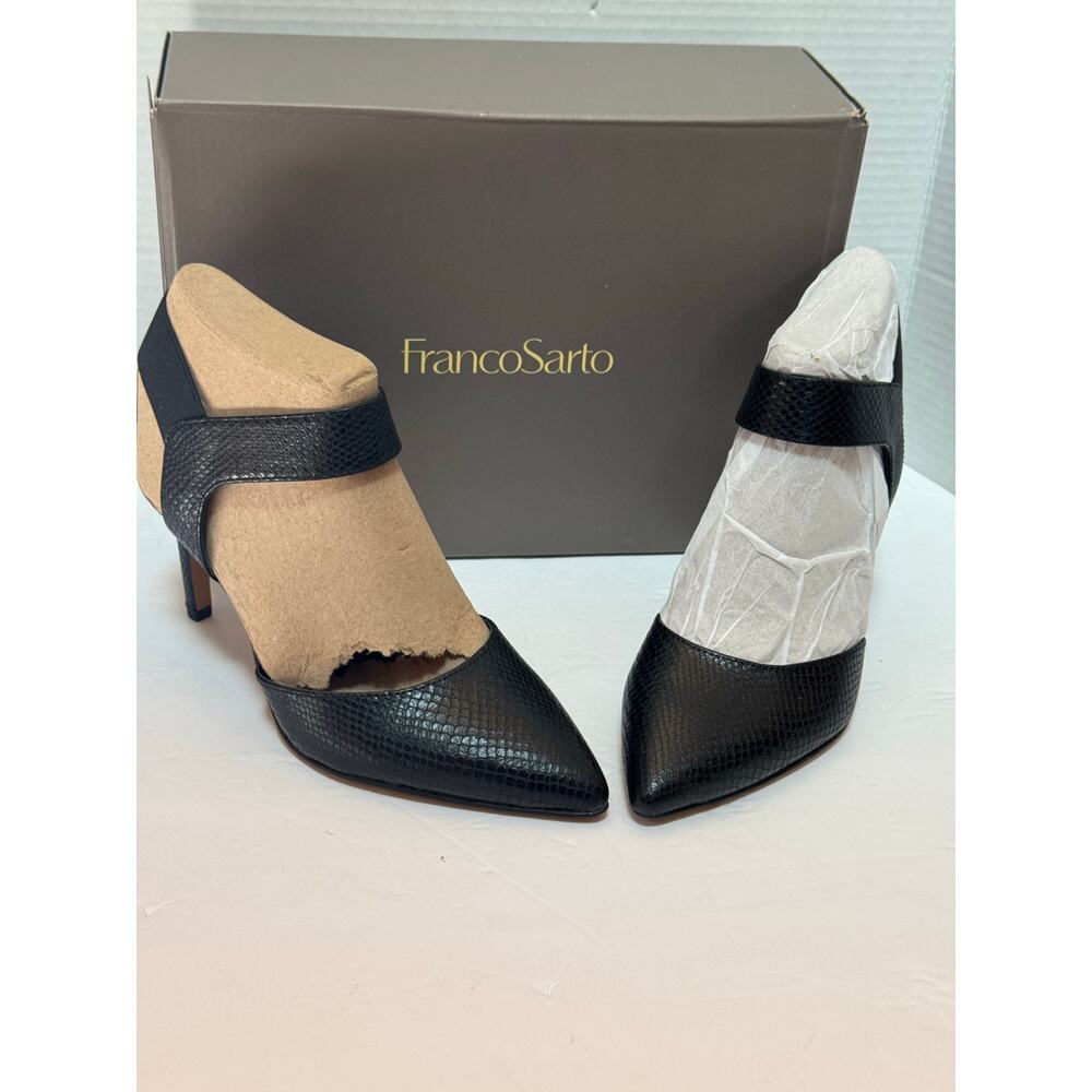 Franco Sarto Women's Lima Pointed Toe Dress Pump Black  snake, print 9M new